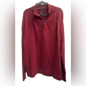 WOOL BANANA REPUBLIC Red Men's Quarter Zip Sweater Cardigan SZ XL Quiet Luxury